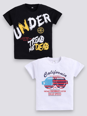 carrydreams Boys Graphic Print Pure Cotton Regular T Shirt(Multicolor, Pack of 2)