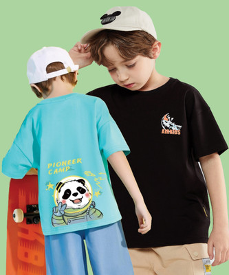 GRAND MALBORK Boys Printed Pure Cotton Oversized T Shirt(Multicolor, Pack of 2)