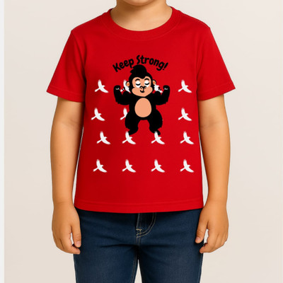 Sattitude Boys & Girls Printed Cotton Blend Regular T Shirt(Red, Pack of 1)