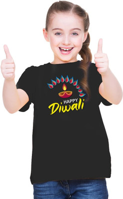 Mahi Fab Trend Girls Graphic Print Polyester Oversized T Shirt(Black, Pack of 1)