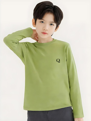QYLA Boys & Girls Solid Pure Cotton Regular T Shirt(Light Green, Pack of 1)