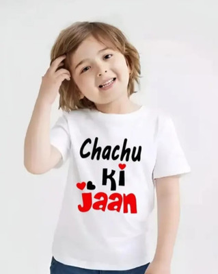 Enether Boys & Girls Printed Polyester Regular T Shirt(White, Pack of 1)