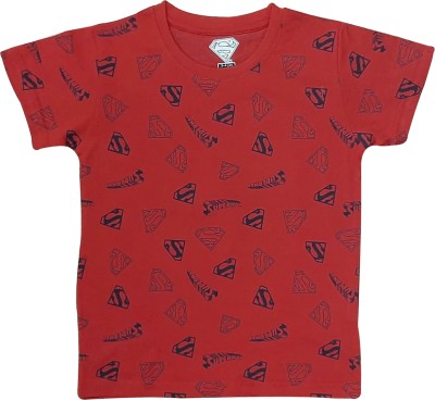 MINUTE MIRTH Boys Printed Pure Cotton T Shirt(Red, Pack of 1)