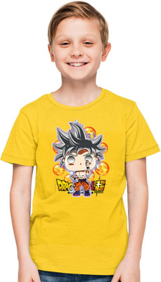 Printabulous Boys & Girls Printed Pure Cotton Regular T Shirt(Yellow, Pack of 1)