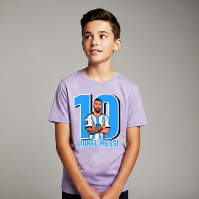 LONDON STREETS Boys Graphic Print Pure Cotton Regular T Shirt(Purple, Pack of 1)