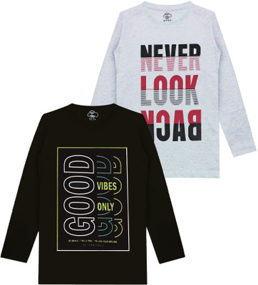 MIST N FOGG Boys Printed Cotton Blend Regular T Shirt(Multicolor, Pack of 2)