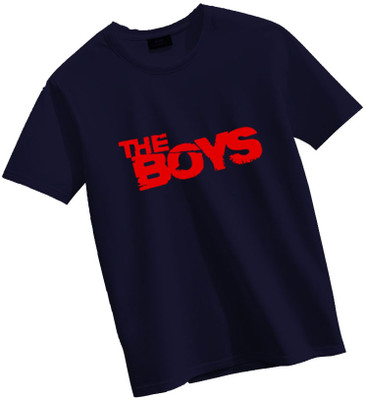 MAHA Boys & Girls Typography Pure Cotton Regular T Shirt(Dark Blue, Pack of 1)