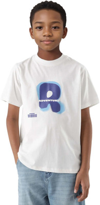 Rare Ones Boys Solid Cotton Blend Regular T Shirt(White, Pack of 1)