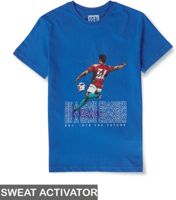GINI & JONY Baby Boys Graphic Print Pure Cotton T Shirt(Blue, Pack of 1)
