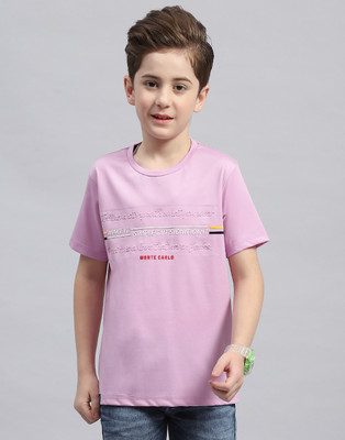 MONTE CARLO Boys Printed Cotton Blend Regular T Shirt(Purple, Pack of 1)