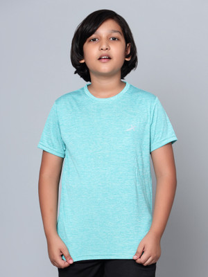 VECTOR X Boys Solid Polyester Regular T Shirt(Light Blue, Pack of 1)