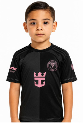 MSV Boys & Girls Printed Polyester Regular T Shirt(Black, Grey, Pack of 1)