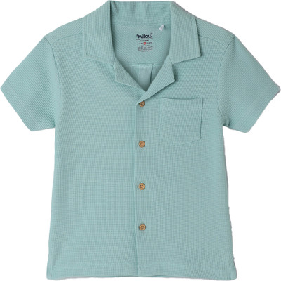 milou Baby Boys Solid Cotton Blend Regular T Shirt(Green, Pack of 1)