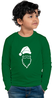 CHOMBOOKA Boys & Girls Printed Cotton Blend Regular T Shirt(Green, Pack of 1)