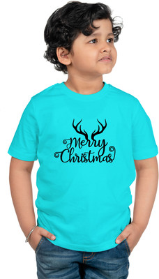CHOMMBOOKA TRENDING Boys Typography Cotton Blend Regular T Shirt(Blue, Pack of 1)