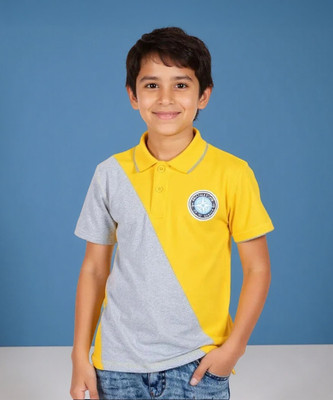 KILLER Boys Printed Pure Cotton Regular T Shirt(Yellow, Pack of 1)