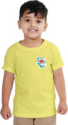 ROYALEWAY Boys Printed Polyester Regular T Shirt(Yellow, Pack of 1)