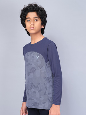 TECHNOSPORT Boys Printed Polyester Slim T Shirt(Light Blue, Pack of 1)