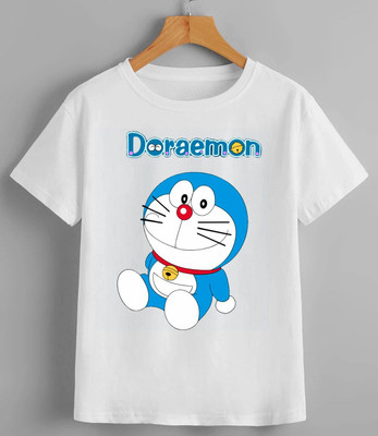 MAADHAV FASHIONS Boys & Girls Typography, Cartoon, Printed, Graphic Print Polyester Regular T Shirt(White, Pack of 1)
