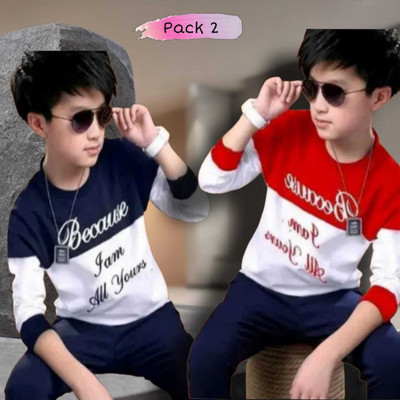 YY CLOTHING Boys Printed Pure Cotton Regular T Shirt(White, Pack of 1)
