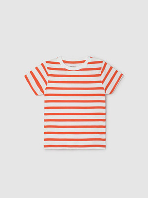 MAX Boys Striped Pure Cotton Regular T Shirt(Orange, Pack of 1)
