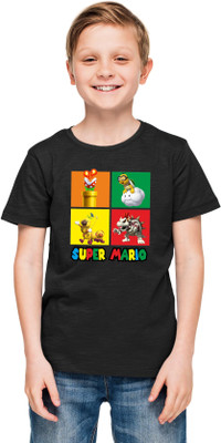 Printabulous Boys & Girls Printed Pure Cotton Regular T Shirt(Black, Pack of 1)