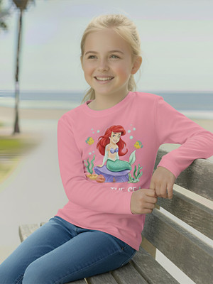 DISNEY BY MISS & CHIEF Girls Printed Pure Cotton Regular T Shirt(Pink, Pack of 1)