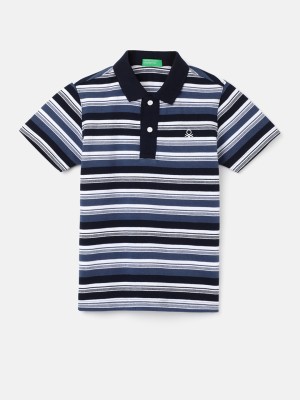United Colors of Benetton Boys Striped Pure Cotton T Shirt(Multicolor, Pack of 1)