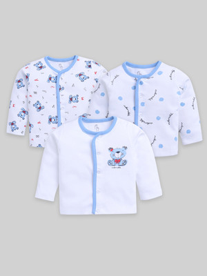 BabyGo Baby Boys & Baby Girls Printed Pure Cotton Regular T Shirt(White, Pack of 3)