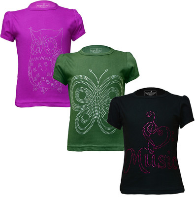 Eazy Trends Girls Printed Pure Cotton Regular T Shirt(Multicolor, Pack of 3)