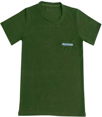 KAVYA Boys Solid Polyester Regular T Shirt(Green, Pack of 1)