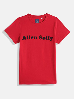 Allen Solly Boys Solid Cotton Blend Regular T Shirt(Red, Pack of 1)