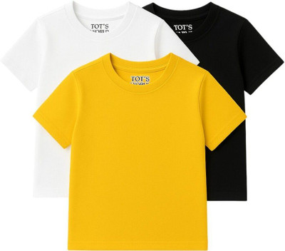 Tots World Baby Boys & Baby Girls Solid Pure Cotton Regular T Shirt(Multicolor, Pack of 3)