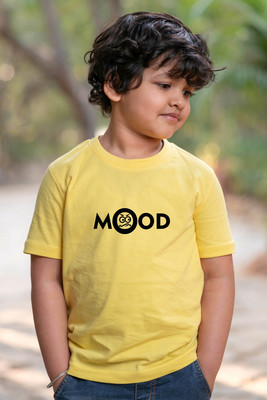 CHOMMBOOKA TRENDING Boys Typography Pure Cotton Regular T Shirt(Yellow, Pack of 1)