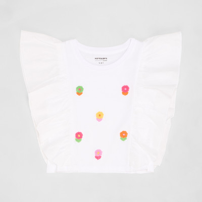 Pantaloons Junior Girls Cotton Blend Top(White, Pack of 1)
