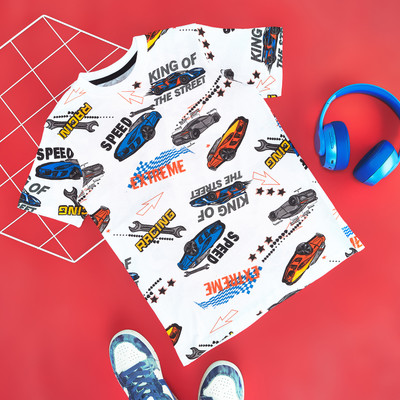 Pantaloons Junior Boys Solid Pure Cotton Regular T Shirt(Grey, Pack of 1)