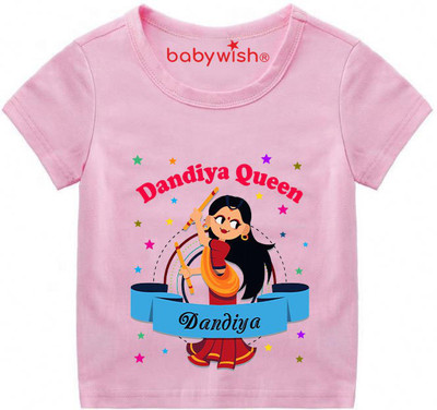 Babywish Boys & Girls Self Design Cotton Blend Regular T Shirt(Pink, Pack of 1)