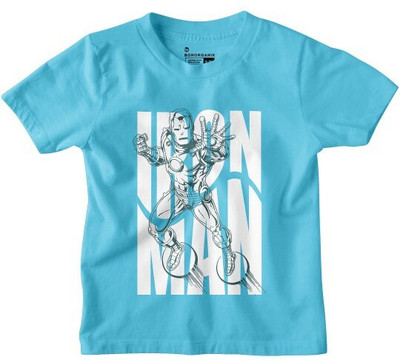BonOrganik Boys Printed Pure Cotton Regular T Shirt(Blue, Pack of 1)