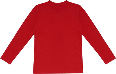 UNFLD Boys Solid Cotton Blend Regular T Shirt(Maroon, Pack of 1)