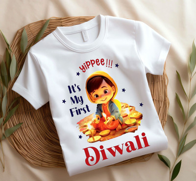 PrintProNew Boys & Girls Printed Polyester Regular T Shirt(White, Pack of 1)