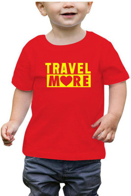 RAINBOWTEES Boys Typography Pure Cotton Regular T Shirt(Red, Pack of 1)