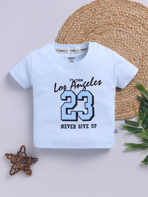 YK X Tinyo Baby Boys Printed Cotton Blend Regular T Shirt(Blue, Pack of 1)