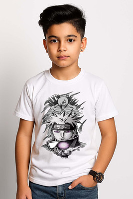 fashionbites Boys Graphic Print Polyester Regular T Shirt(White, Pack of 1)