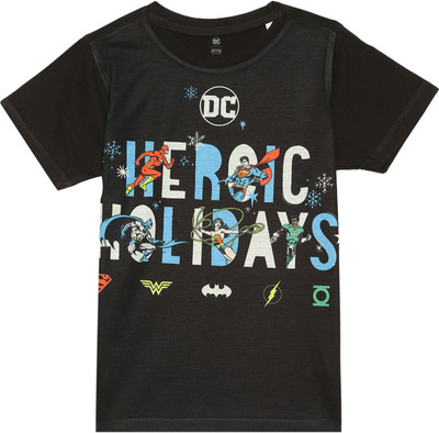 Dc by Wear Your Mind Boys Typography Polycotton Regular T Shirt(Black, Pack of 1)