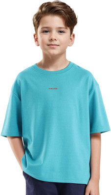 Rare Ones Boys Graphic Print Cotton Blend Oversized T Shirt(Light Blue, Pack of 1)