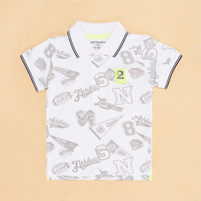 Pantaloons Baby Boys Typography Pure Cotton Regular T Shirt(White, Pack of 1)