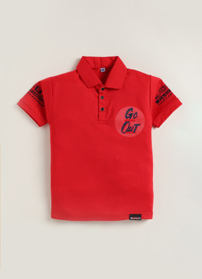 SARDAR DRESSES Boys Printed Cotton Blend Regular T Shirt(Red, Pack of 1)
