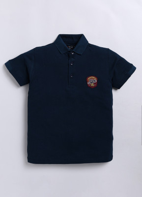 CRAZYPENGUIN ELITE Boys Solid Pure Cotton Regular T Shirt(Dark Blue, Pack of 1)