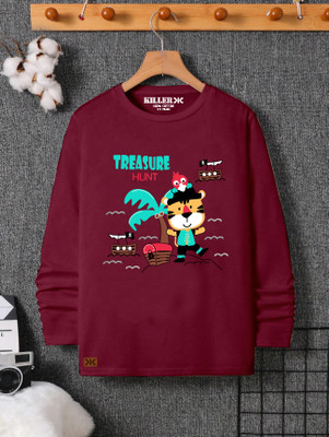 KILLER Baby Boys Printed Pure Cotton Regular T Shirt(Maroon, Pack of 1)