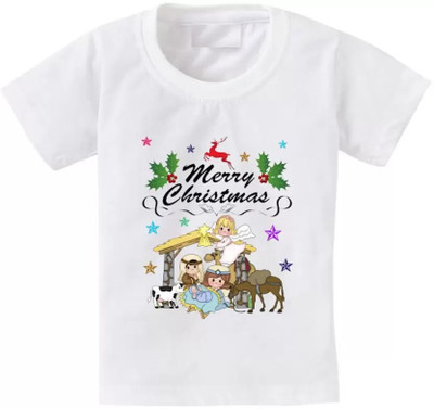 Doyal Collections Baby Boys & Baby Girls Printed Polycotton Regular T Shirt(White, Pack of 1)